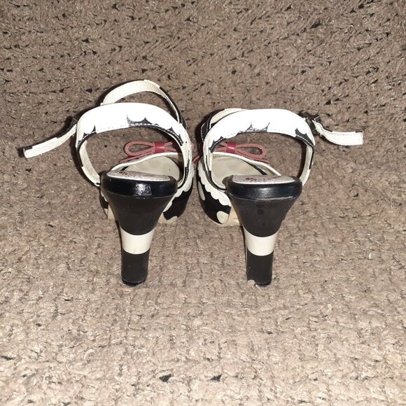 LOLA RAMONA-Angie-Rockabilly/Retro-Black/White Polka Dot-Red Bow-Sz 37-Excellent - Picture 6 of 8